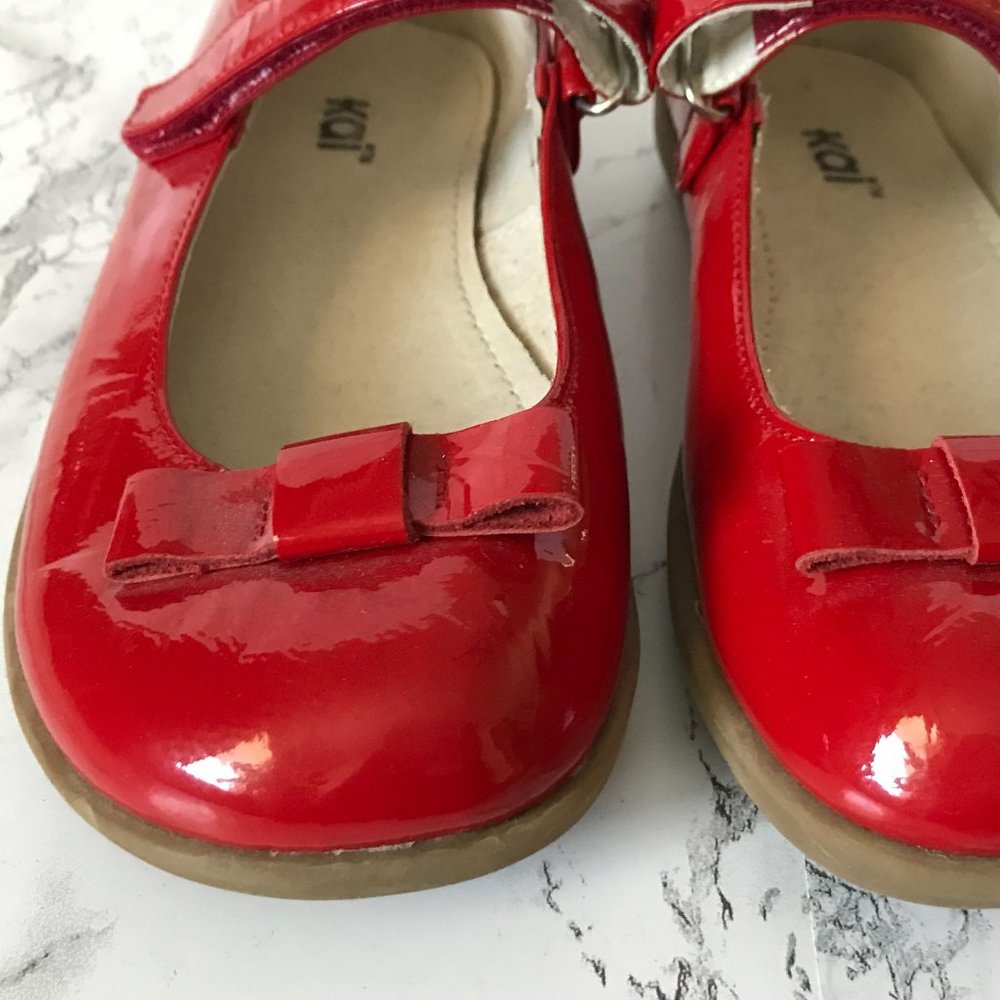 Kai Girl's Red Mary Jane Shoes with bow- 1.5